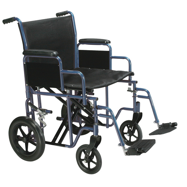 Drive Medical Bariatric Heavy Duty Transport Wheelchair - 22" Seat, Blue btr22-b